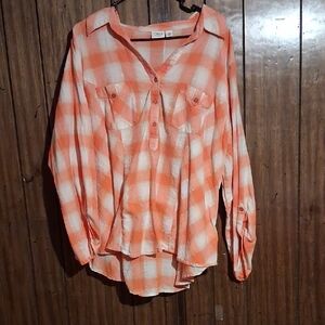 Plaid Button-Up Women Top